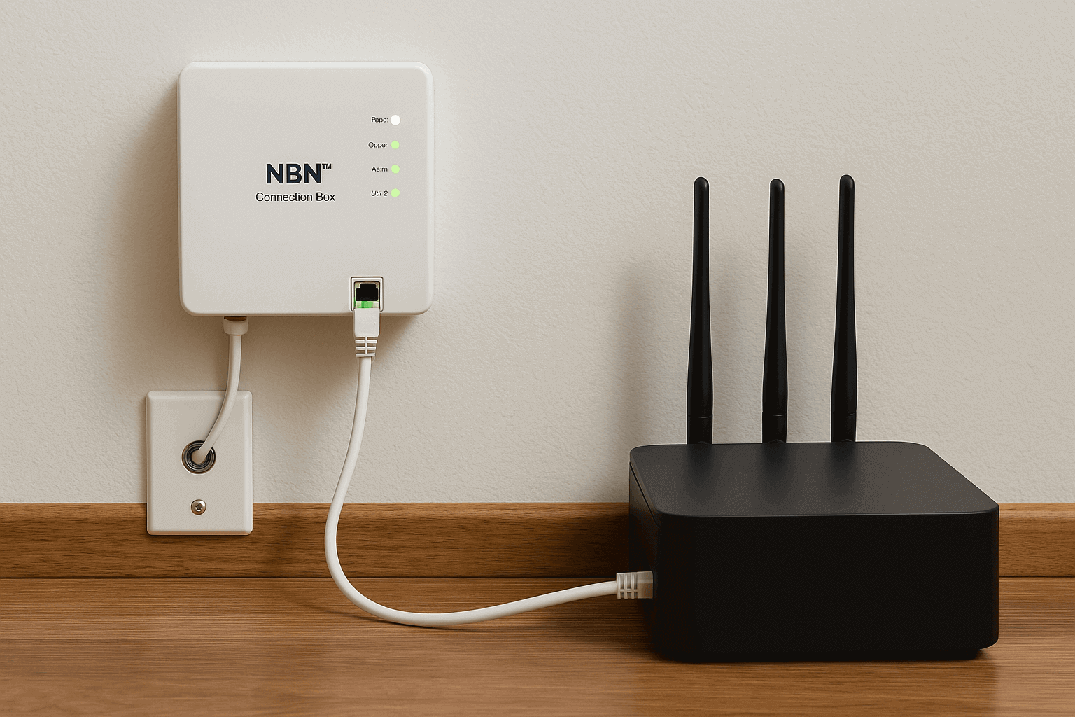 modem connected to the NBN connection box