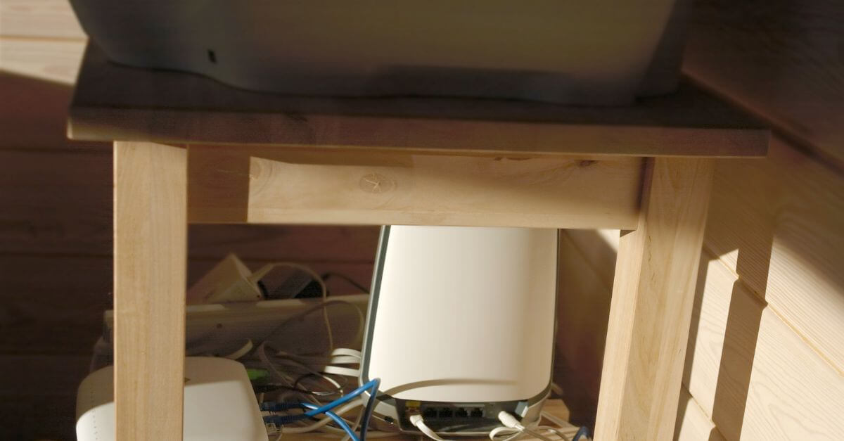 Messy Ethernet cabling under the table in Brisbane homes